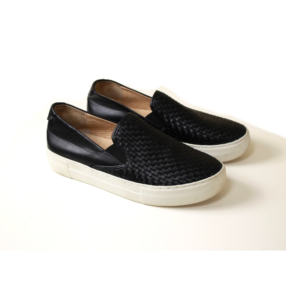 J/Slides Flynn woven leather platform sneakers